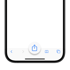 Шаг 2. Нажми центральную иконку «Поделиться» в нижнем меню браузера