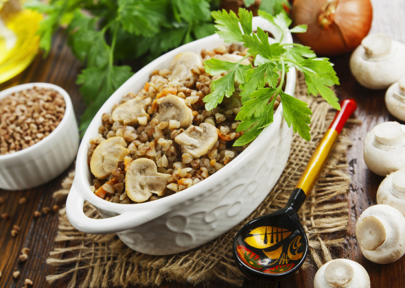 Гречка с шампиньонами